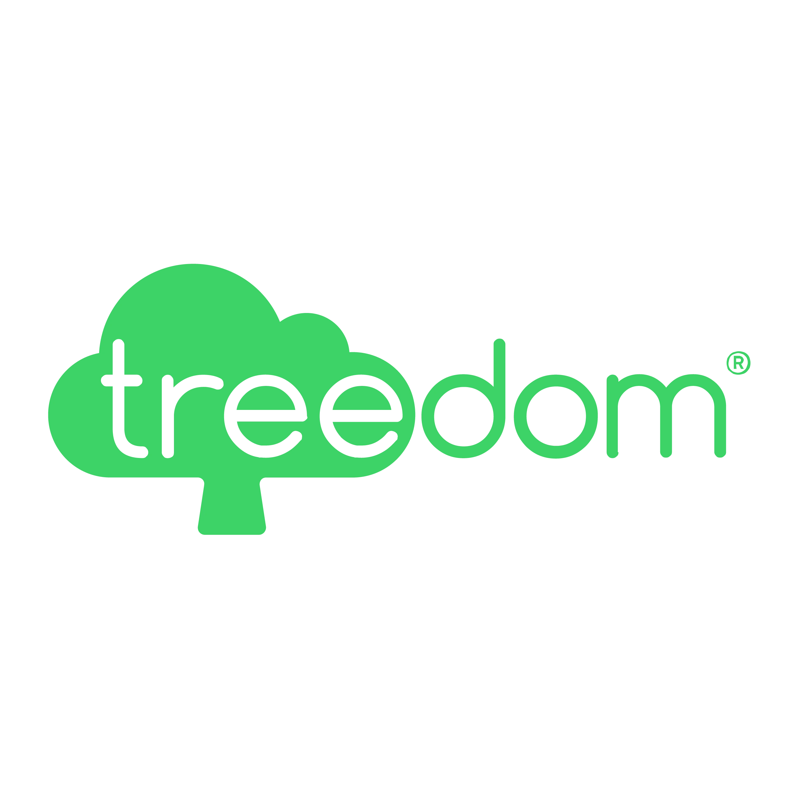 Treedom company logo with the word 'treedom' integrated into a green tree graphic.
