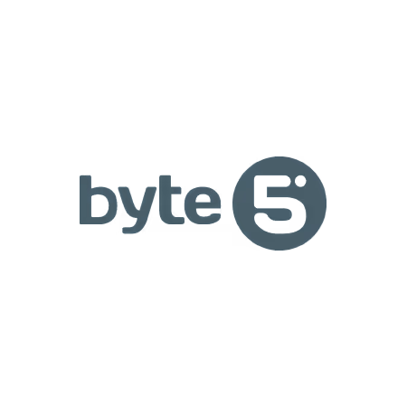 Logo with the text 'byte' followed by a circle enclosing the number '5'.