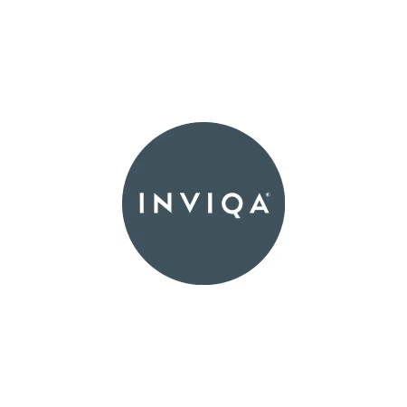 Dark circular logo with the word INVIQA in the center.