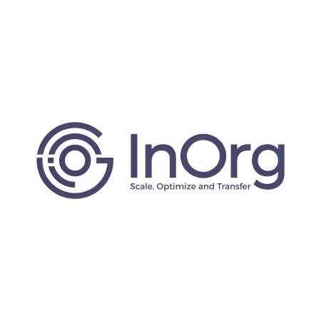 InOrg company logo with tagline 'Scale, Optimize and Transform'.