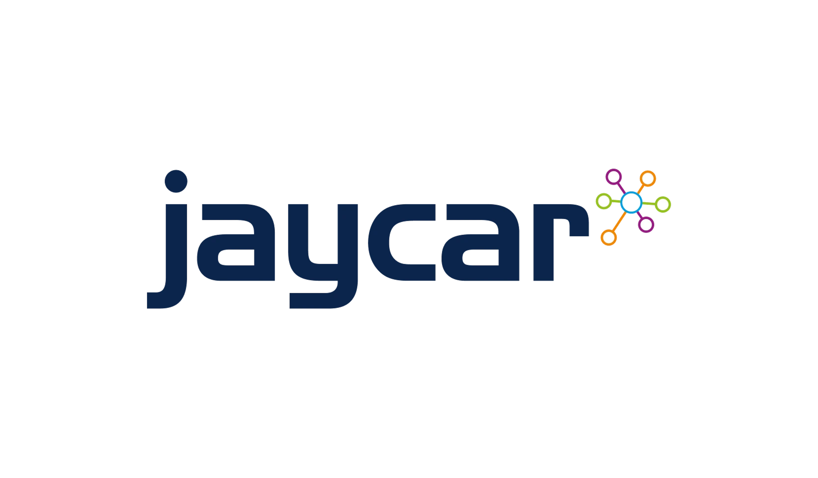 Jaycar logo with the company name in dark blue lowercase letters and a colorful molecular structure graphic on the right