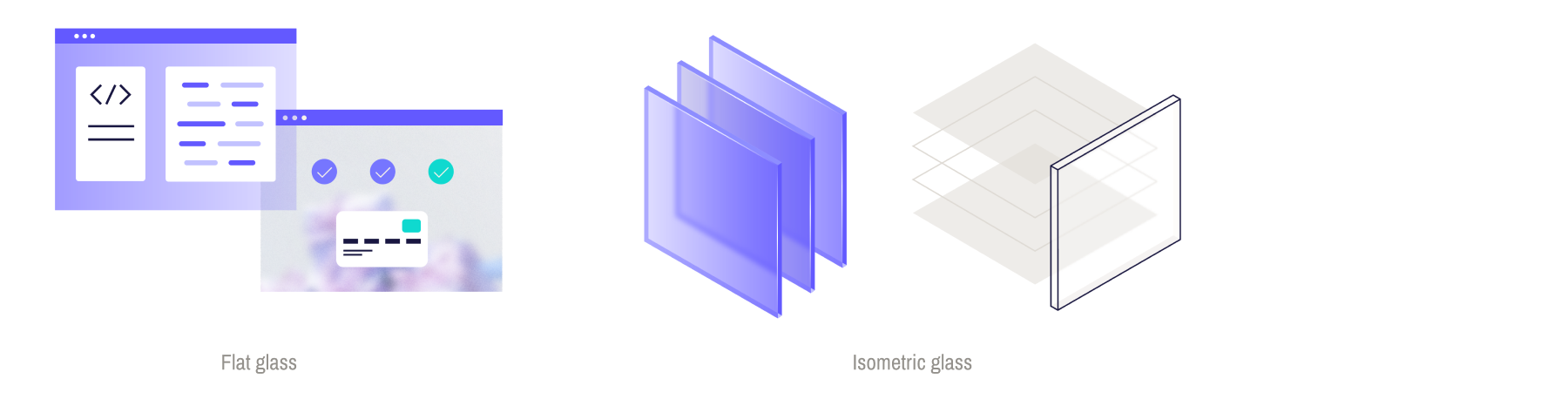 Illustration styles: flat glass, isometric glass