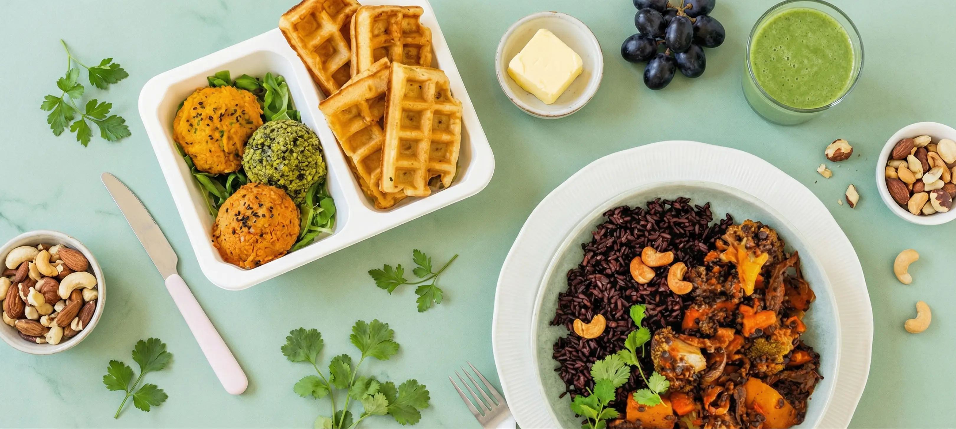 Zdjęcie przedstawiające produkty i posiłki powiązane z prezentowaną dietą.