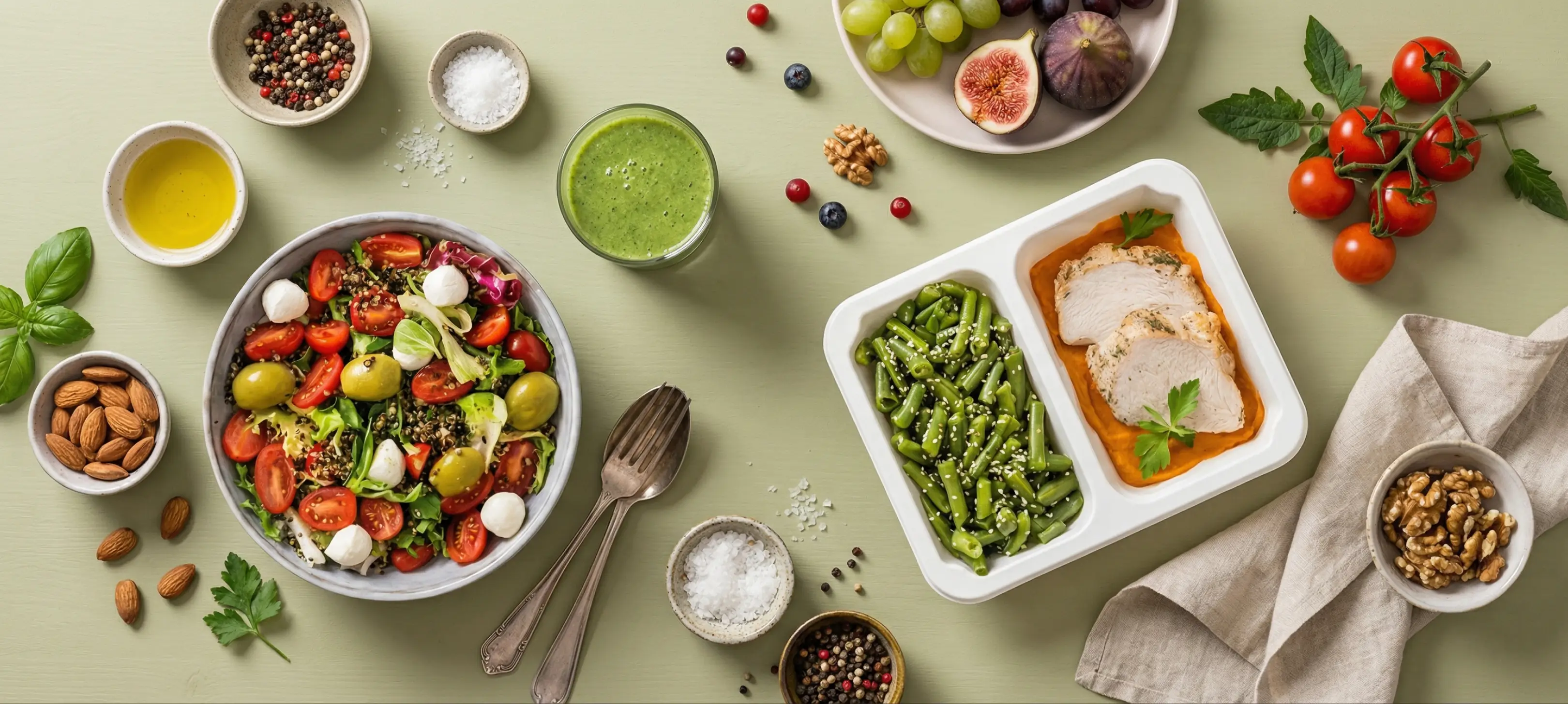 Zdjęcie przedstawiające produkty i posiłki powiązane z prezentowaną dietą.