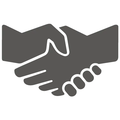 Outline icon of a group of five people standing in a row representing teamwork.