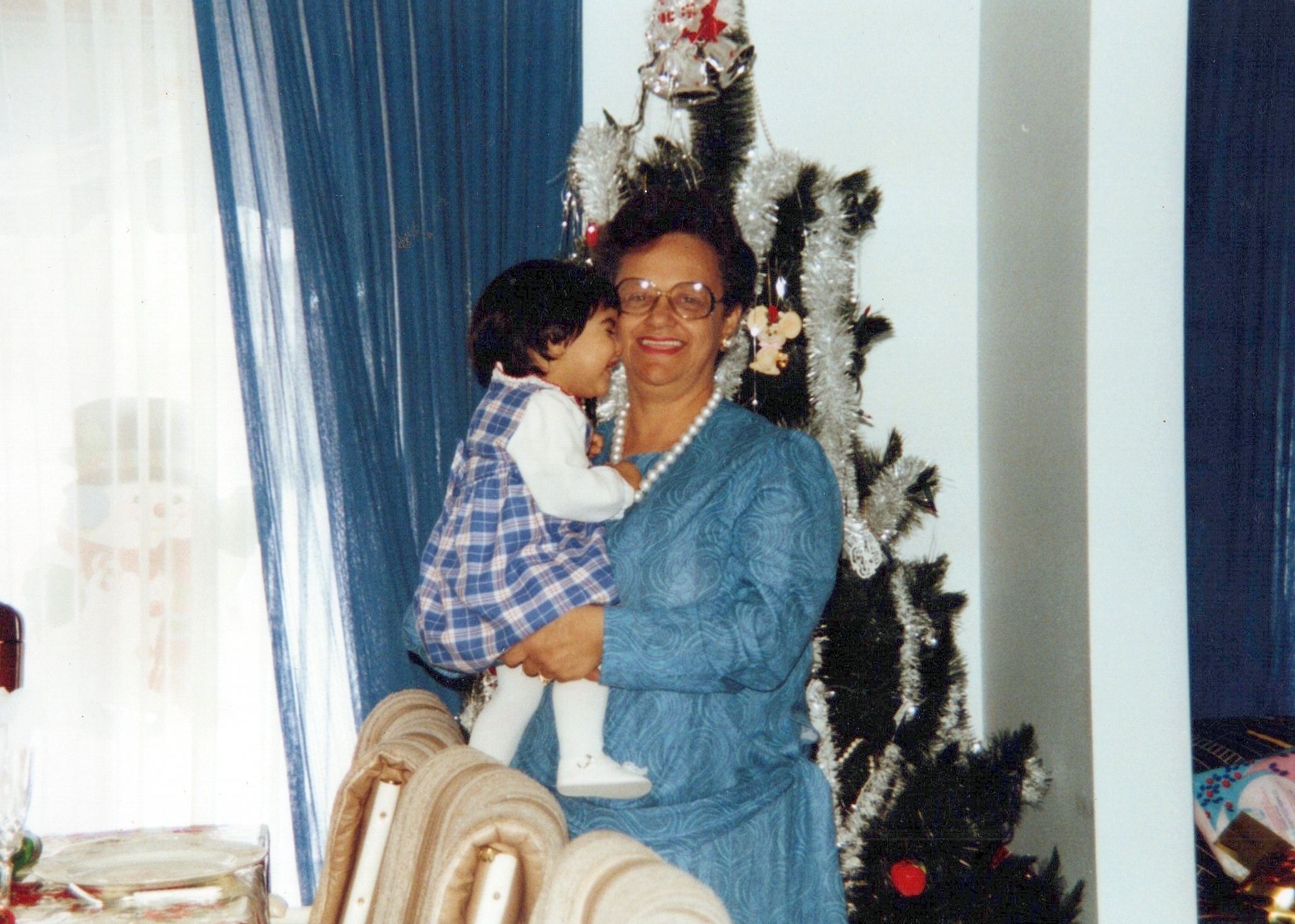 granny and grandchild  old christmas photo memory from digital time capsule 
