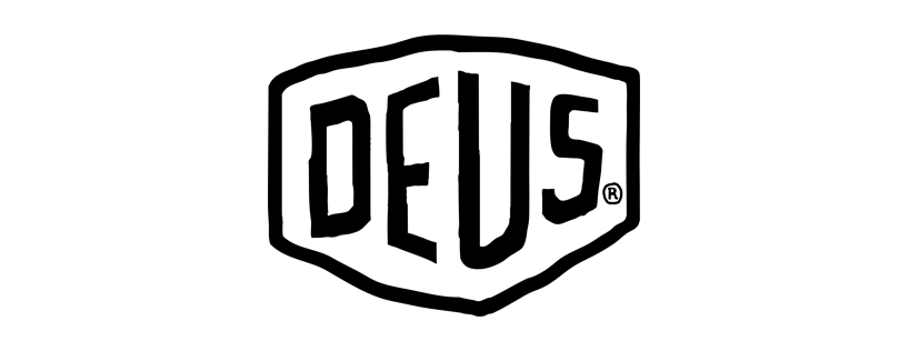 Black DEUS logo on white background
