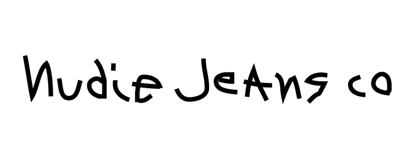 Black Nudie Jeans Co wordmark logo on white background.