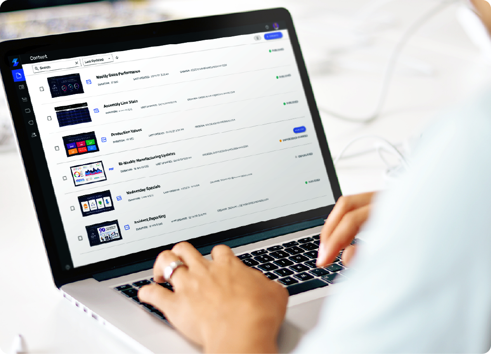 Person using a laptop for content management