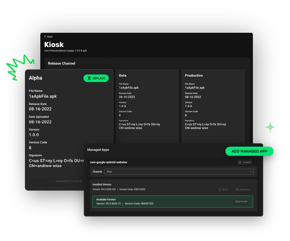 Skykit Device Management Interface Screens