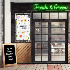 Fresh & Green shop entrance with digital signage on the door