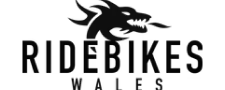 Ridebikes Wales logo featuring a stylized dragon head above the text.