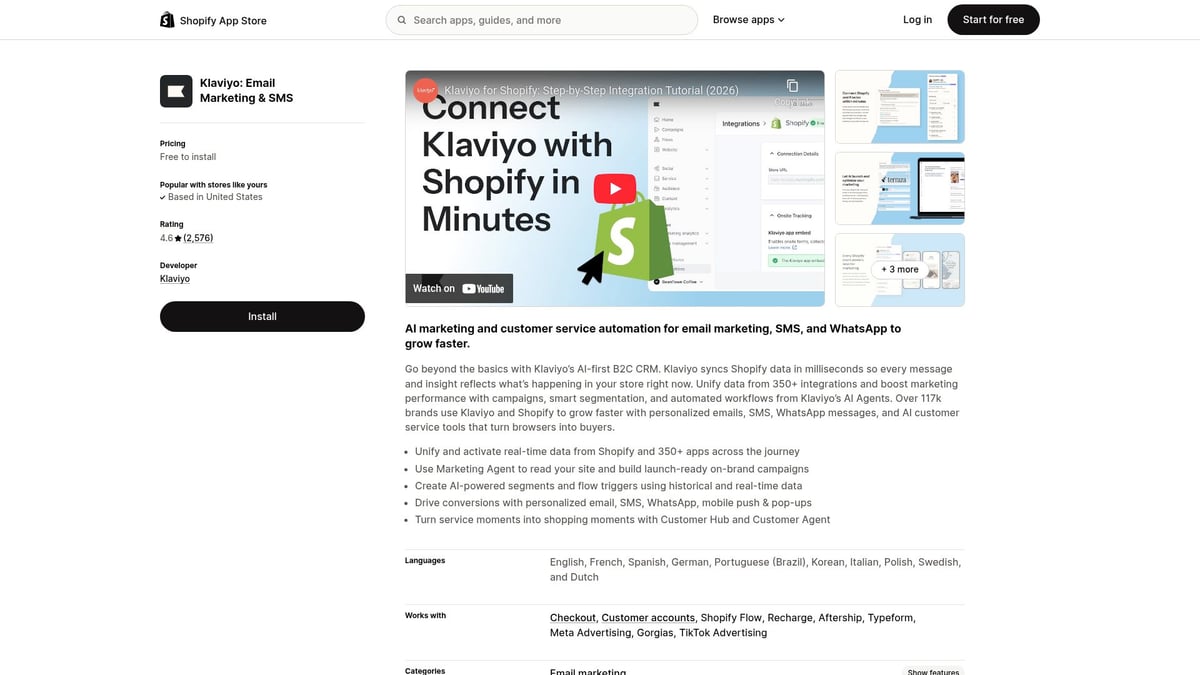 7 Powerful Shopify Email Marketing Tools for 2026 Success - Klaviyo: Email Marketing & SMS