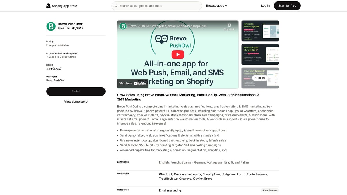7 Powerful Shopify Email Marketing Tools for 2026 Success - Brevo PushOwl: Email, Push, SMS