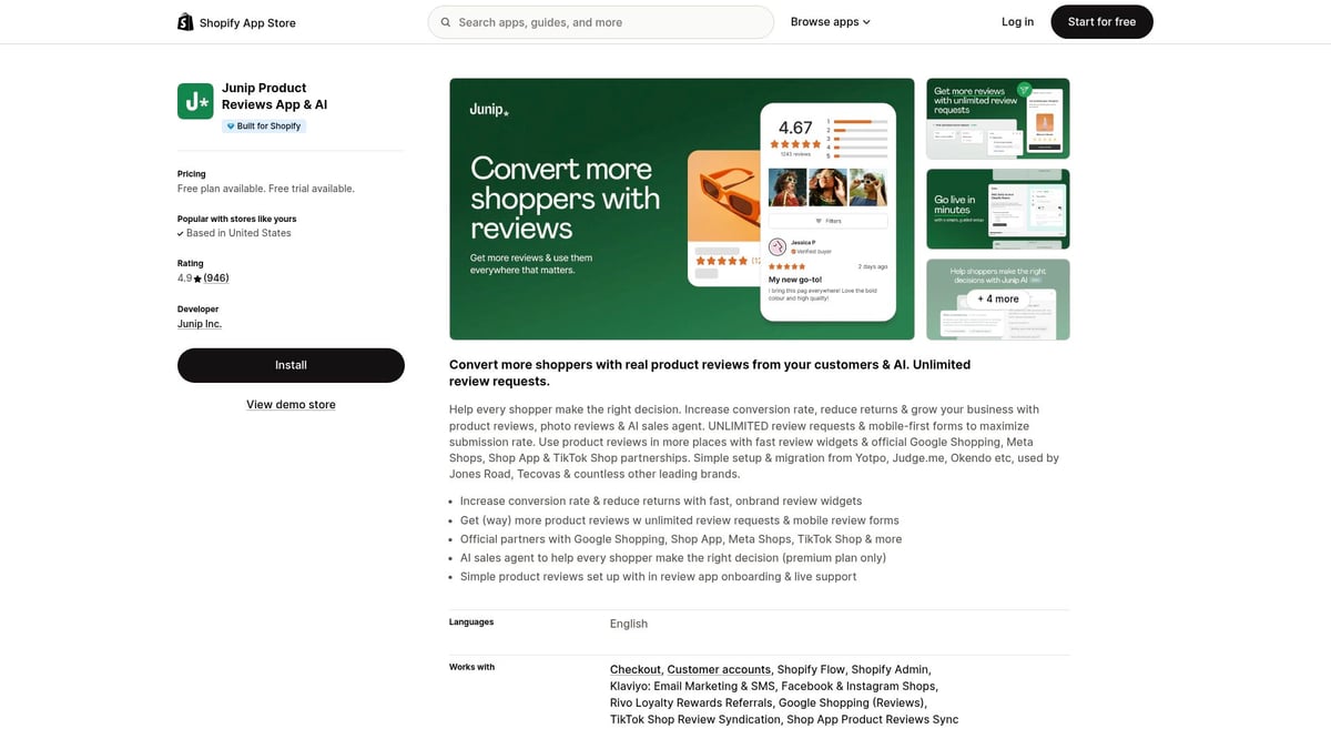 Top 12 Shopify Apps Every Store Needs in 2026 - Junip – Review Collection & Display