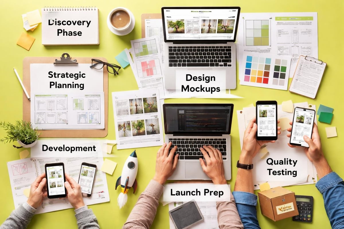 Website design and build workflow stages