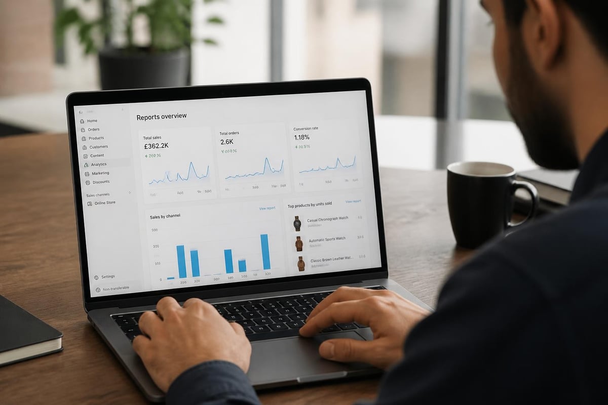 Shopify dashboard analytics workflow