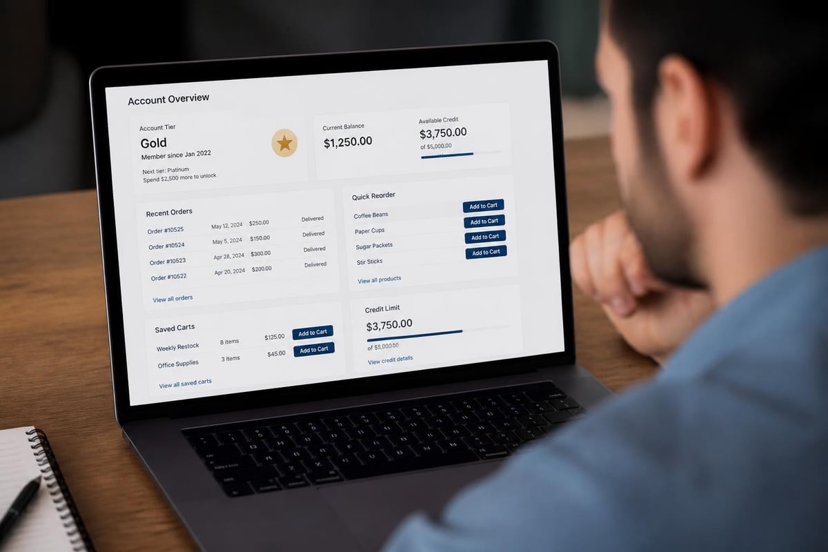 B2B customer account dashboard