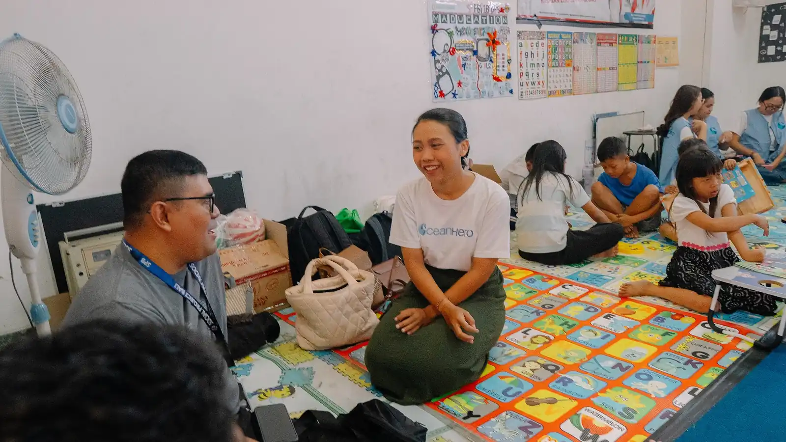 OceanHero volunteers leading an environmental education session at Yayasan Lentera Anak Bali