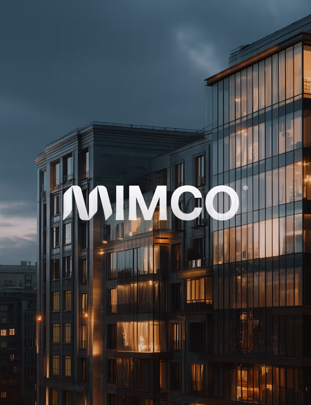 Immeuble moderne avec logo MIMCO