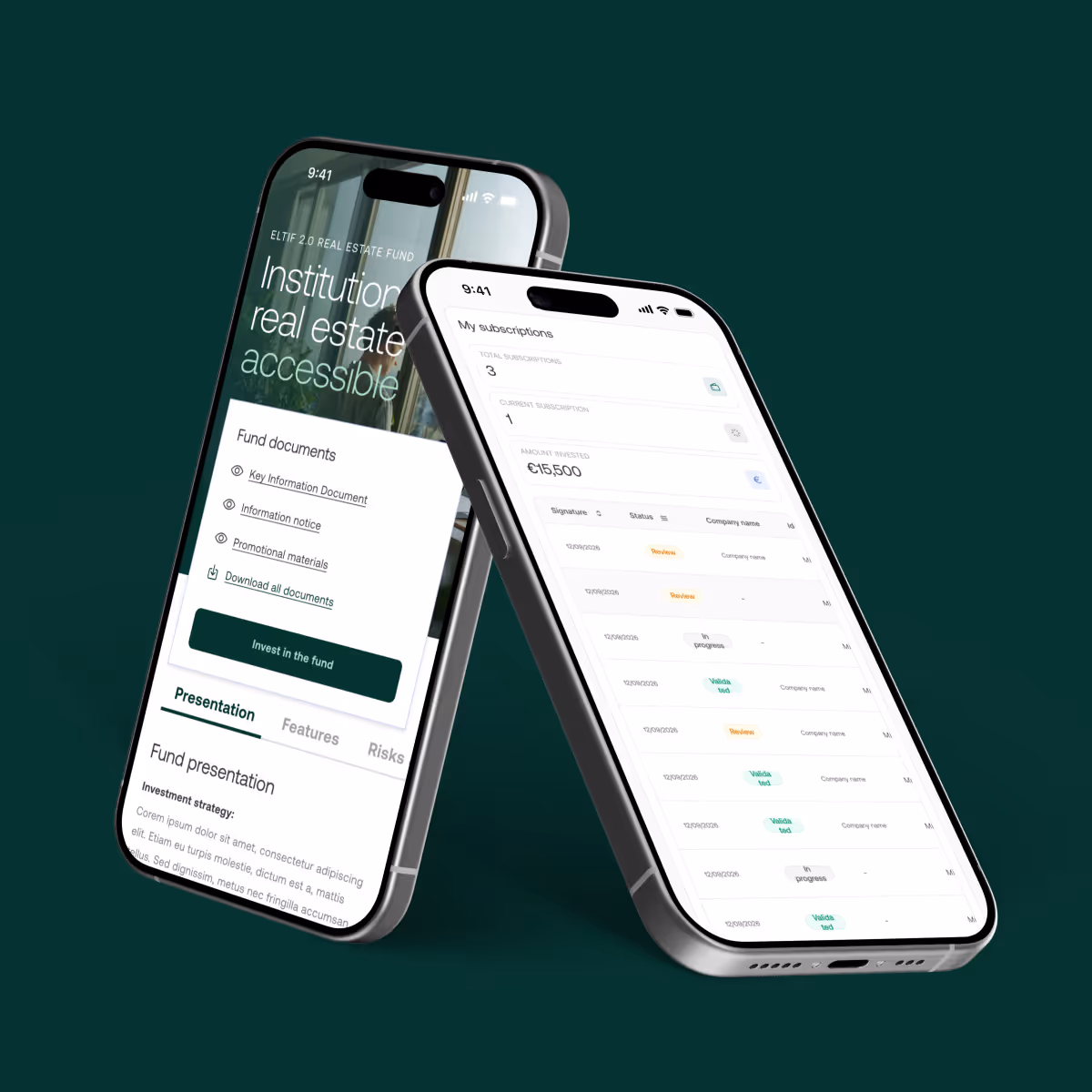Mobile mockup, investment application