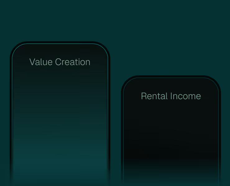 Chart showing the creation of value in excess of rental income in a real estate fund.
