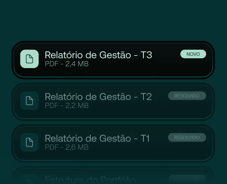 Lista de relatórios de gestão.
