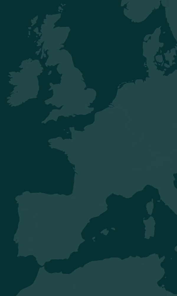 Carte stylisée de l'Europe représentant les marchés couverts par Makers Fund