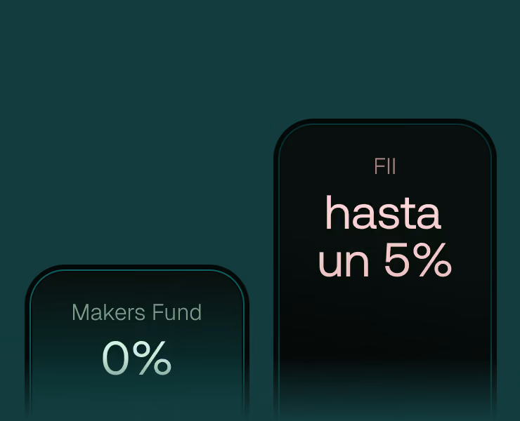 Comparación de las comisiones de entrada entre un FII de hasta un 5% y Makers Fund al 0%