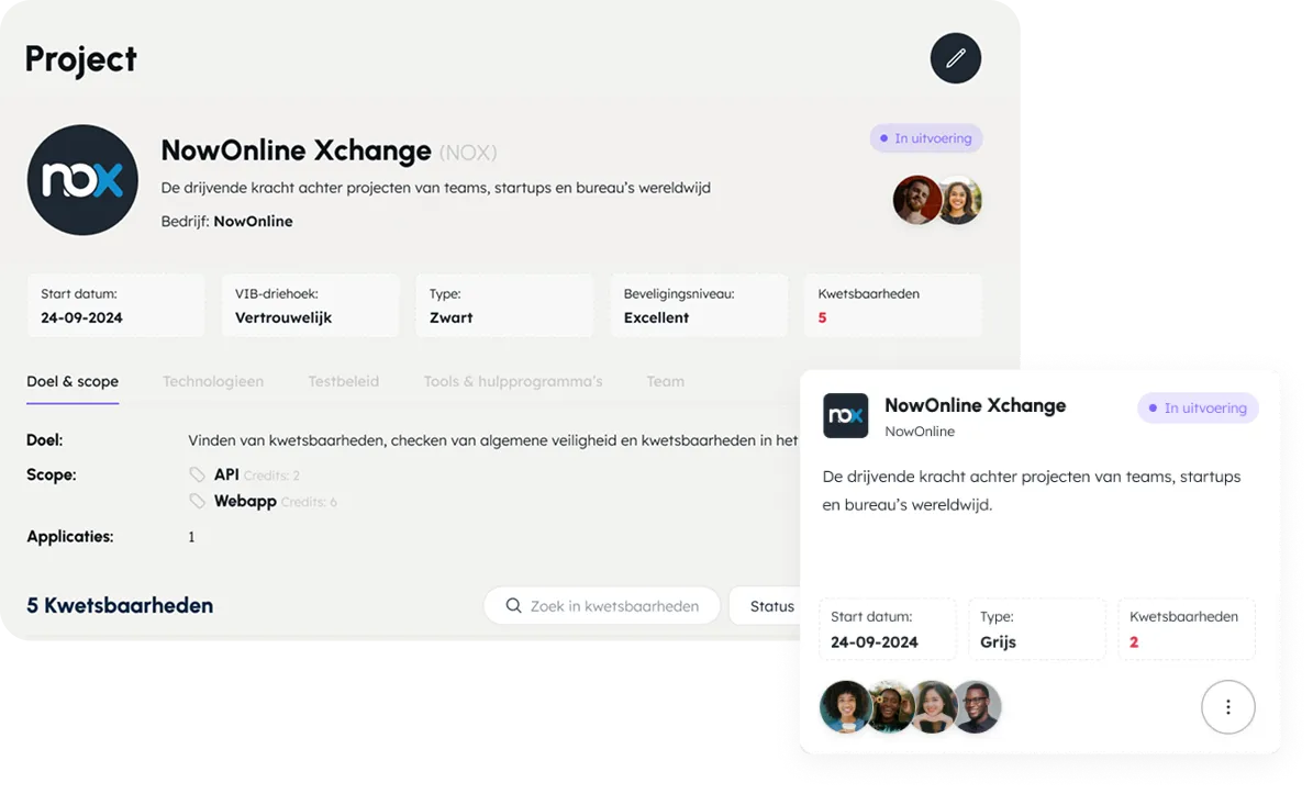 Woolves platform - project container view