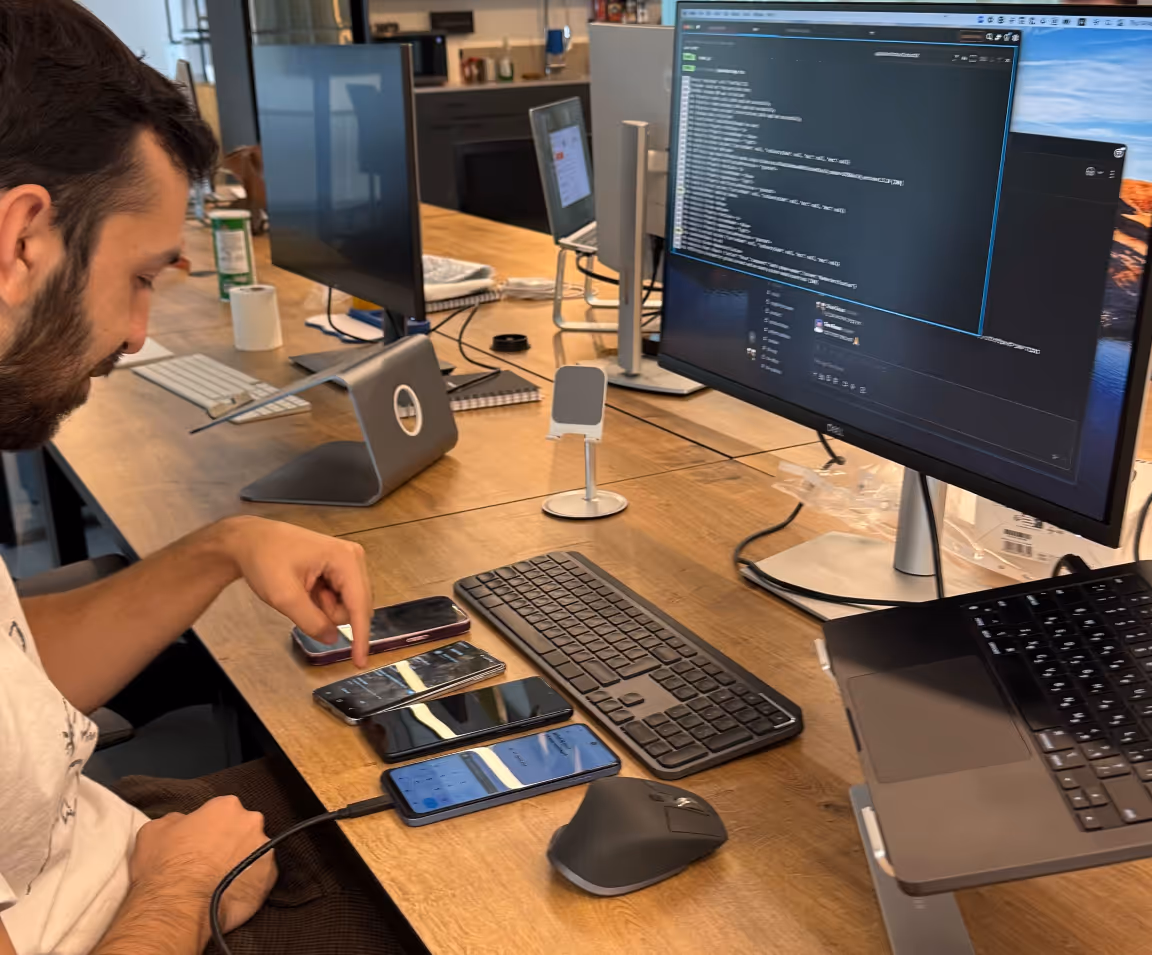 Ohad, a software engineer testing Rylo on several devices at once