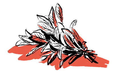 Folhas com contorno preto com fundo de sombra vermelho sólido.