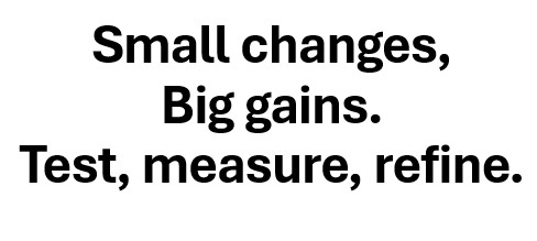 Small changes, Big gains. Test, measure, refine.