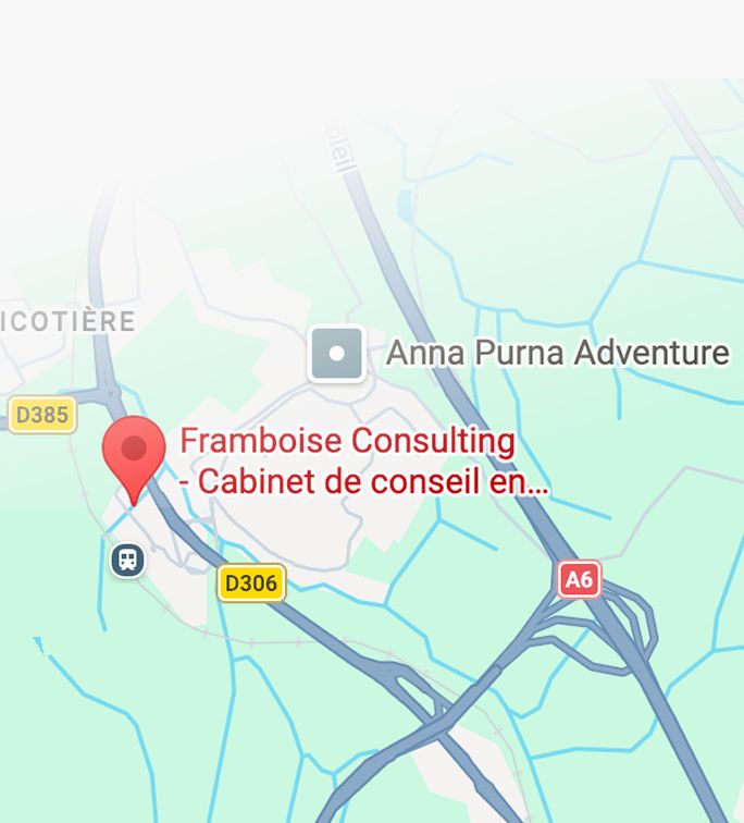 carte Google Map pointant le cabinet de conseil en franchise Framboise Consulting