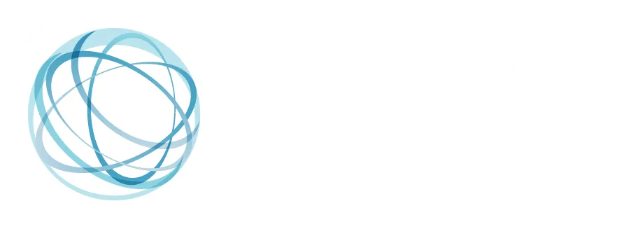 The white version of the Rodriguez-Albizu Law logo featuring a stylized blue circular icon and the firm's name and tagline.