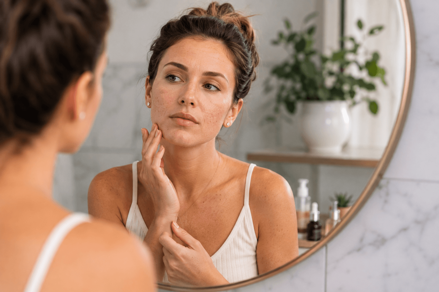 Esthetician performing microneedling treatment for uneven skin texture in Bentonville, Arkansas
