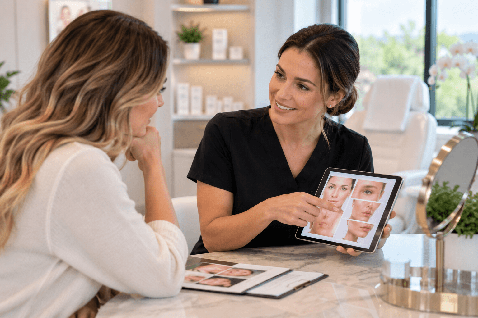 Client consultation at an aesthetic clinic in Bentonville, Arkansas