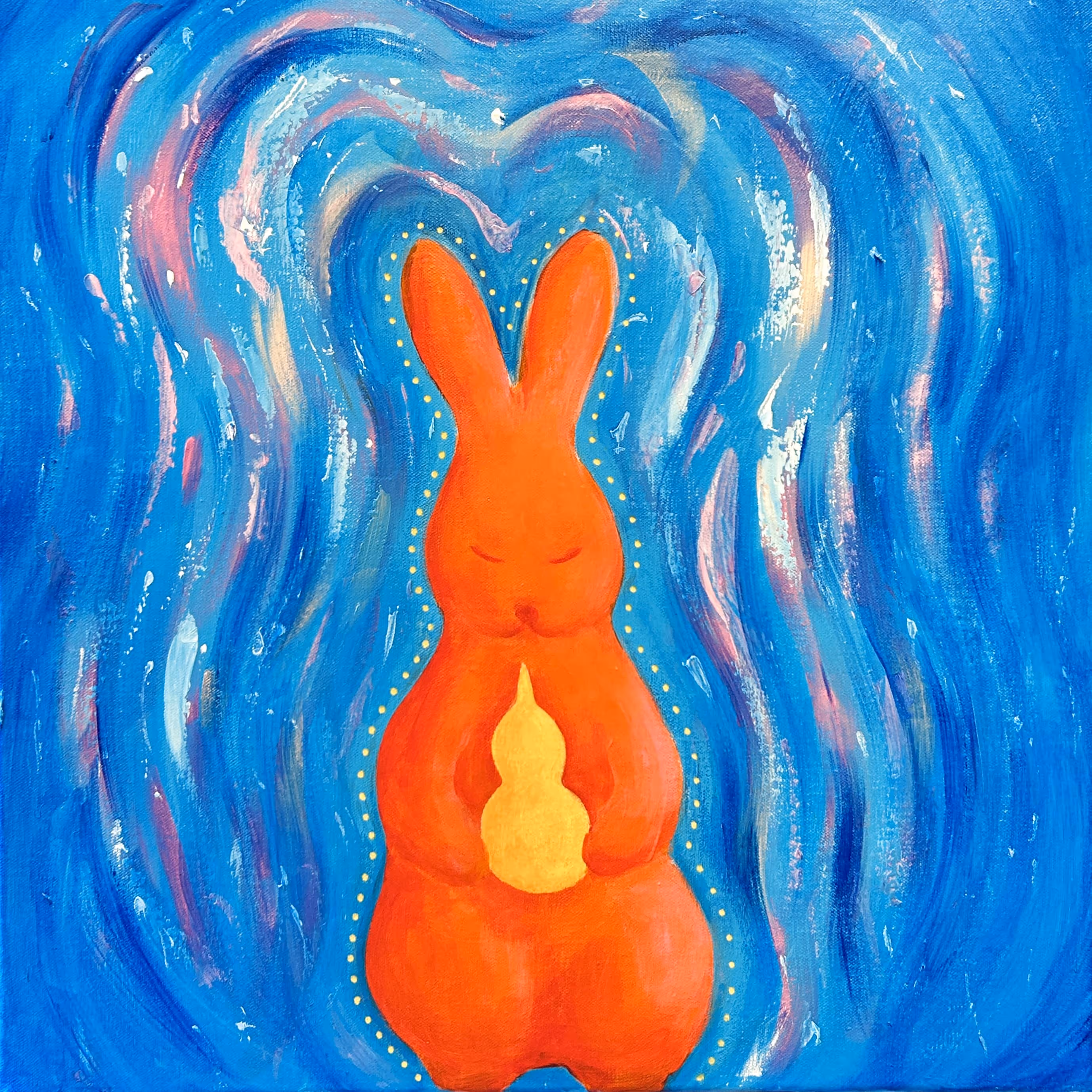 a rabbit holding a hulu