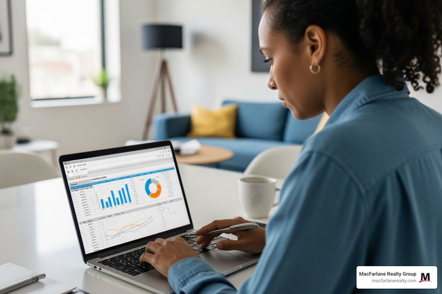 A person reviewing a budget on a laptop - Houston home buying guide