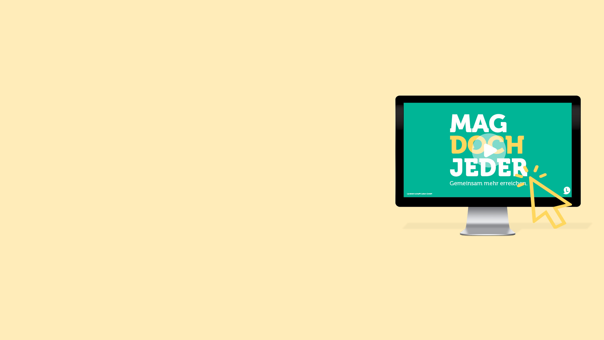 Computerbildschirm mit Text Mag doch jeder und dem Slogan Gemeinsam mehr erreichen.