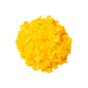 Ein Haufen gehackter Mangos.