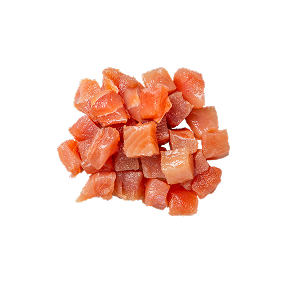 Thunfischstücke auf einem Stapel.