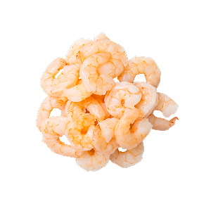 Shrimpsstücke auf einem Stapel.