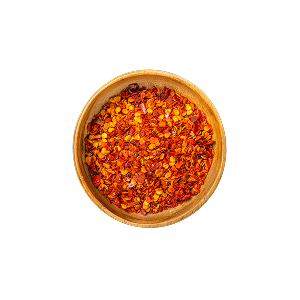 Eine Schüssel mit Chiliflocken.