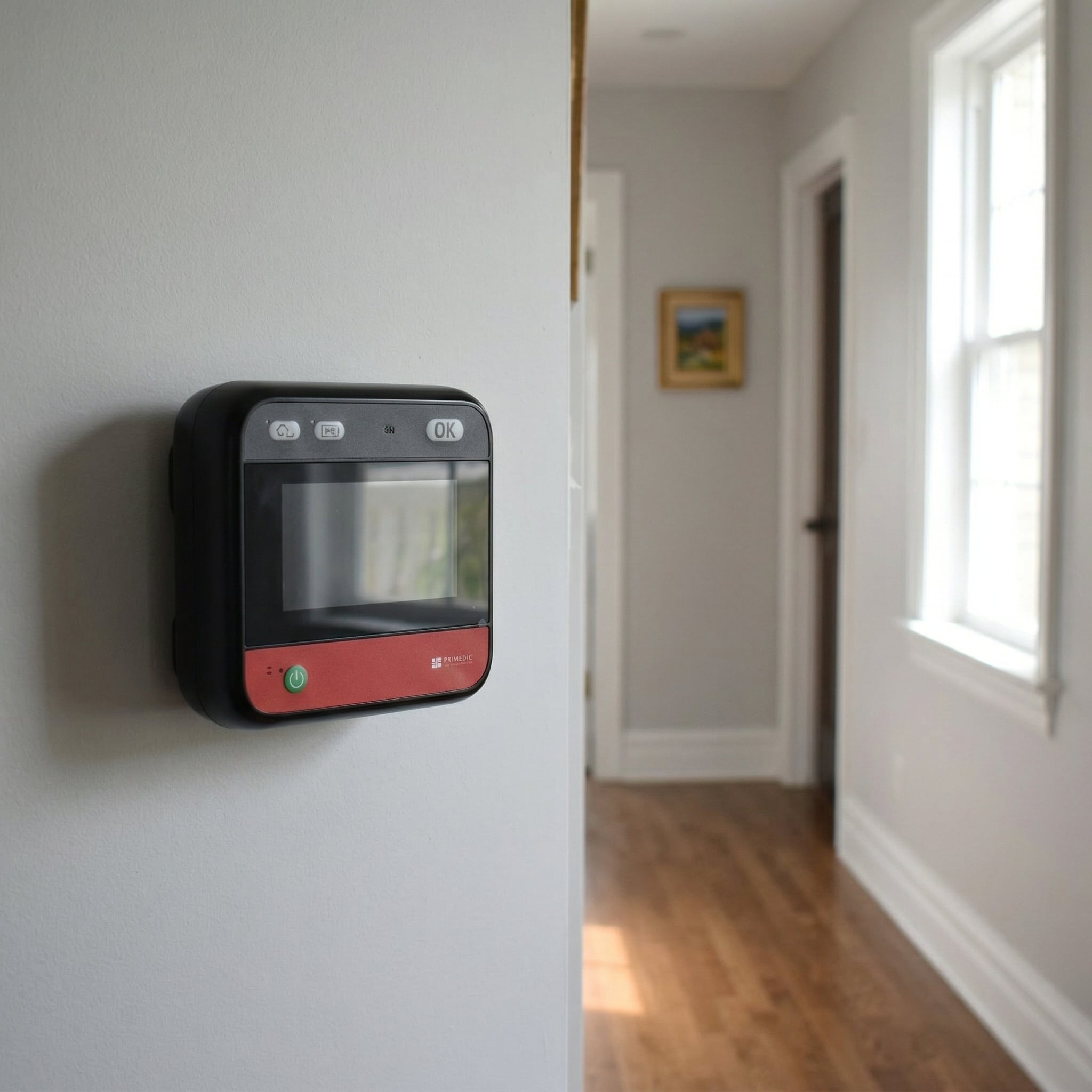 Bright home interior with hallway table and mirror, representing a calm domestic setting