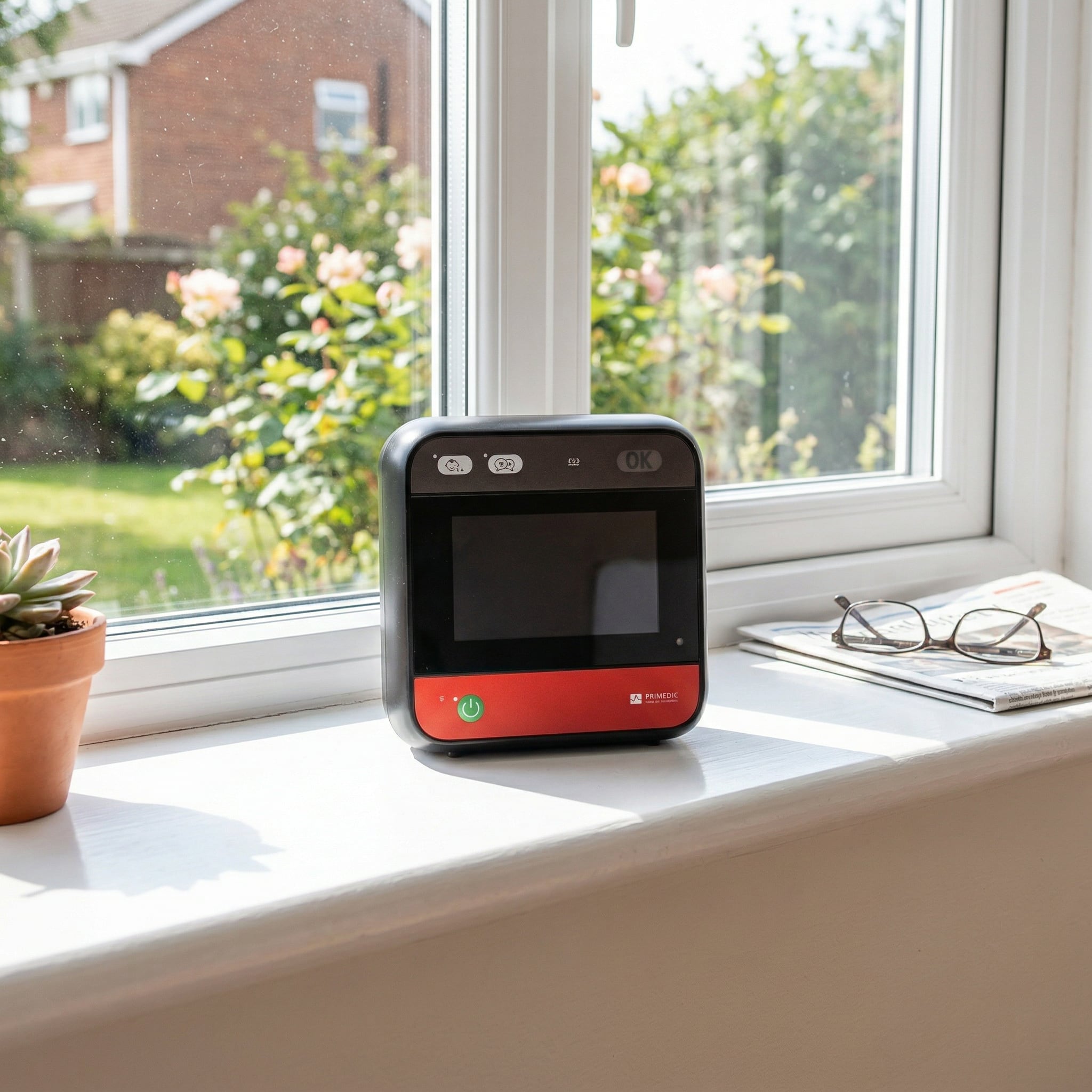 Person viewing a monitoring dashboard on a laptop in a home setting.