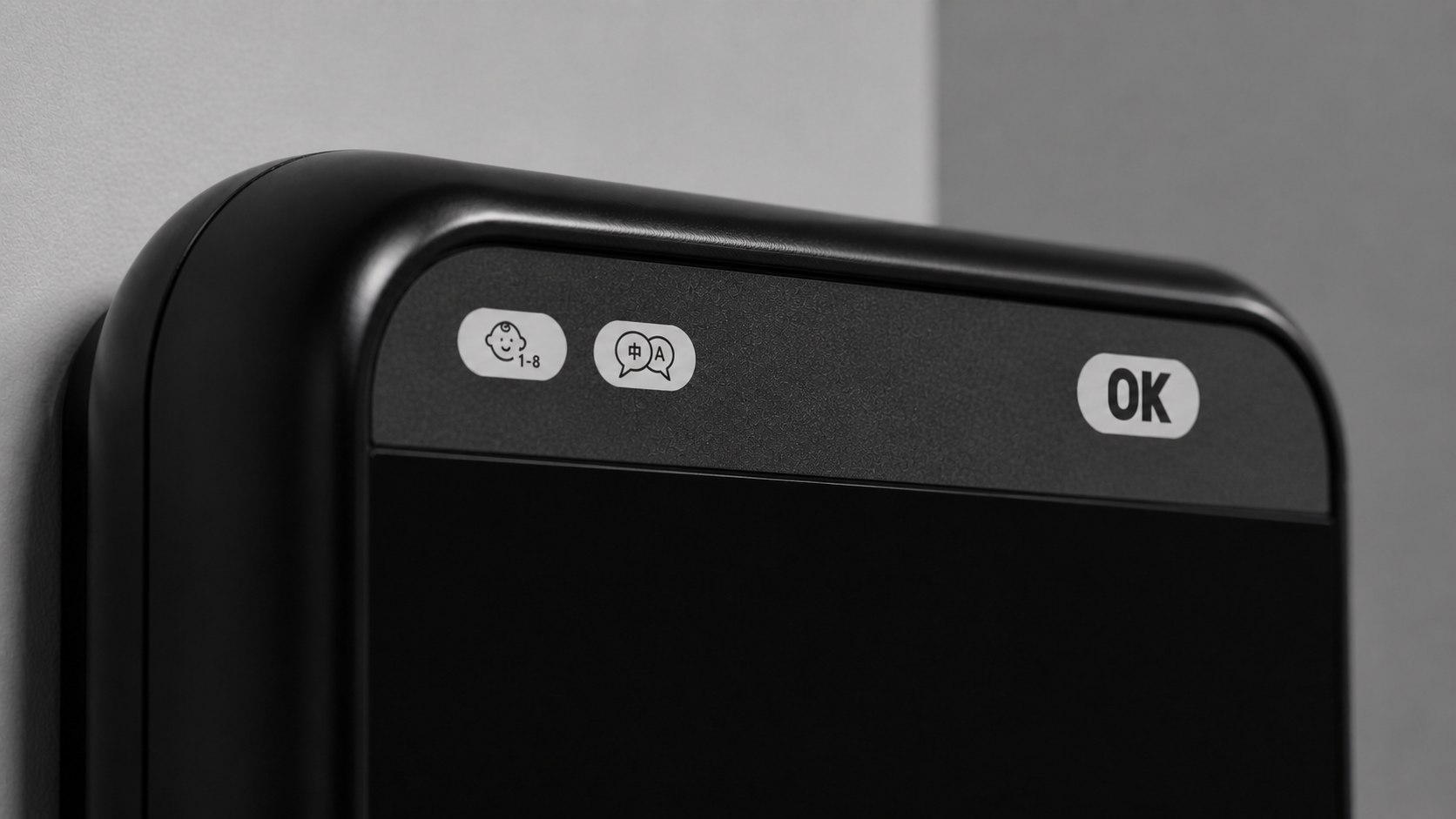 Close-up of the myPAD defibrillator showing its OK ready indicator