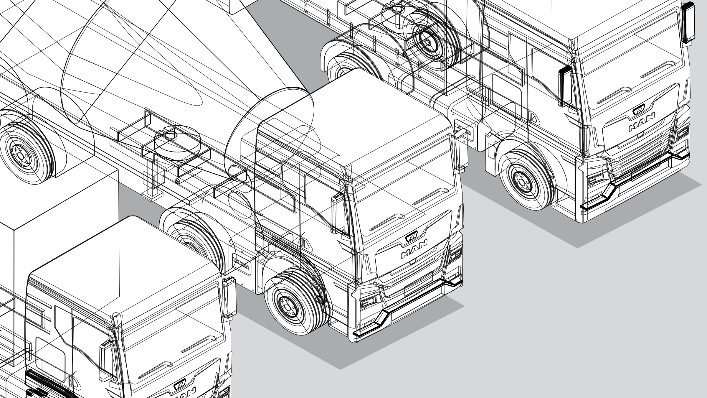 MAN Illustration Assistenzsysteme Darstellung Wireframe