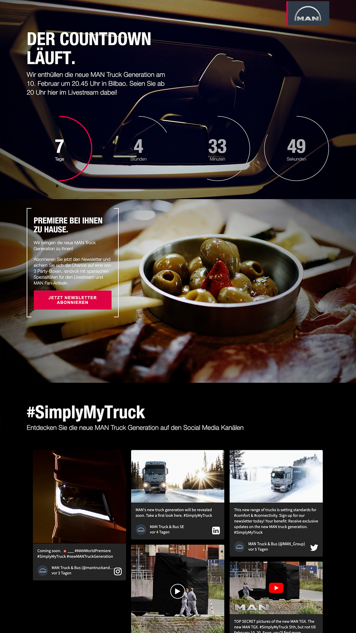 MAN Produkteinführung Microsite Launch Countdown