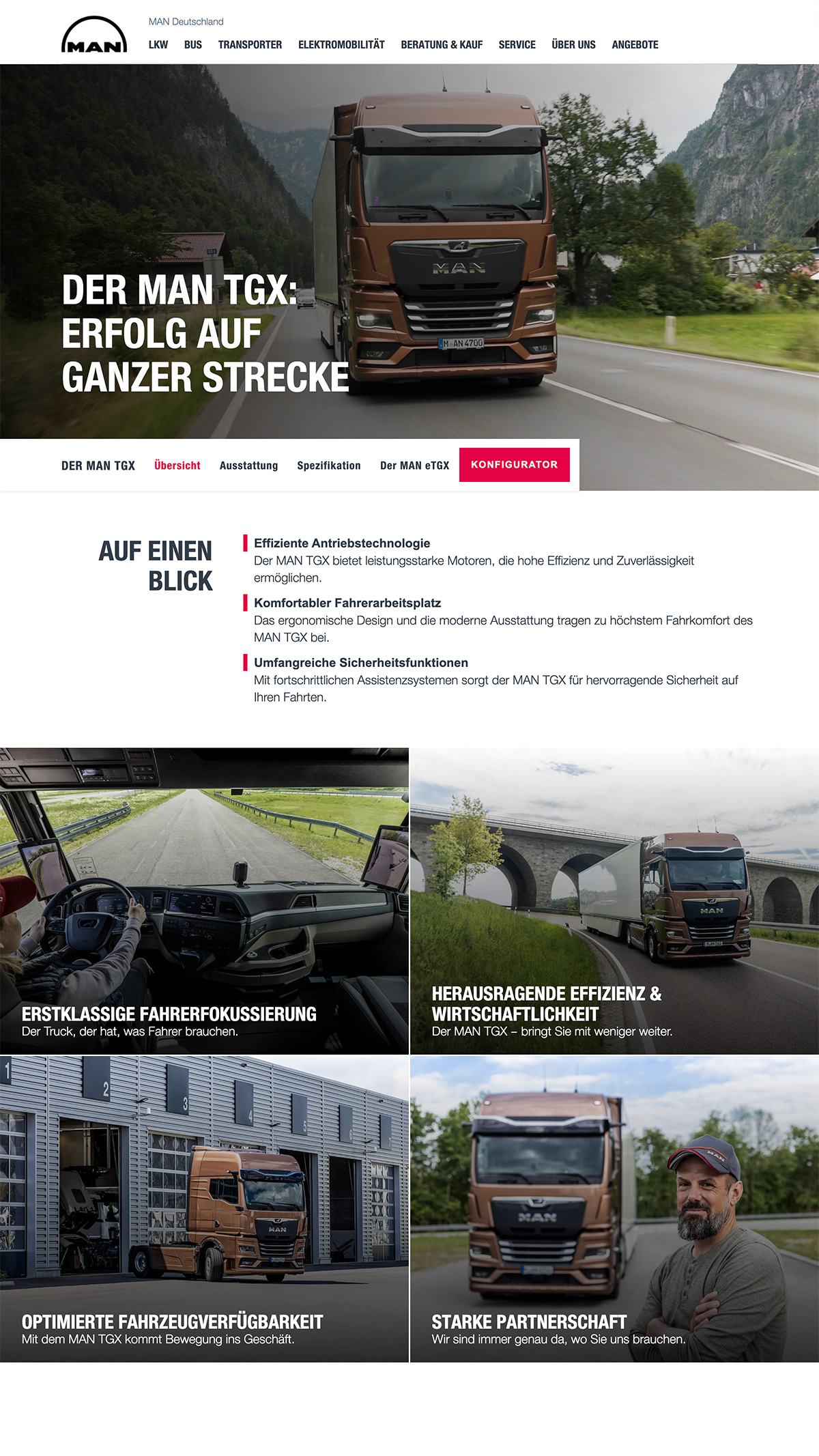man.eu Website Produkt Einstiegsseite